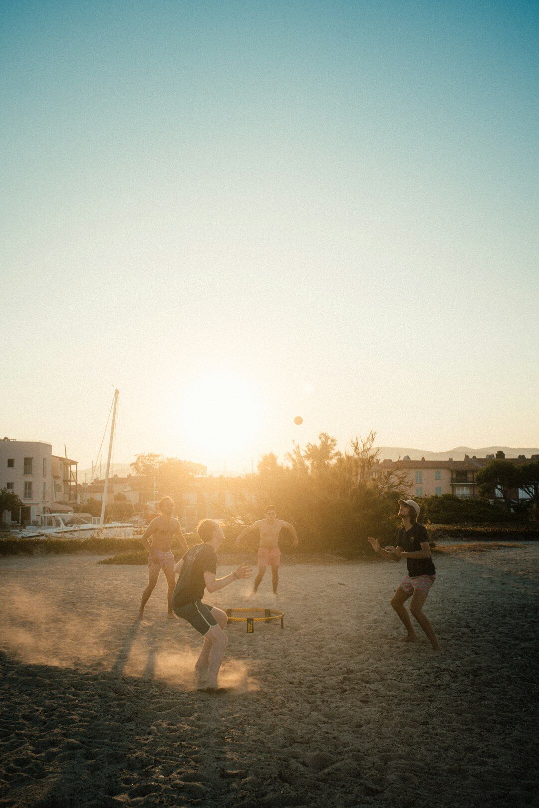 group of friends playing football