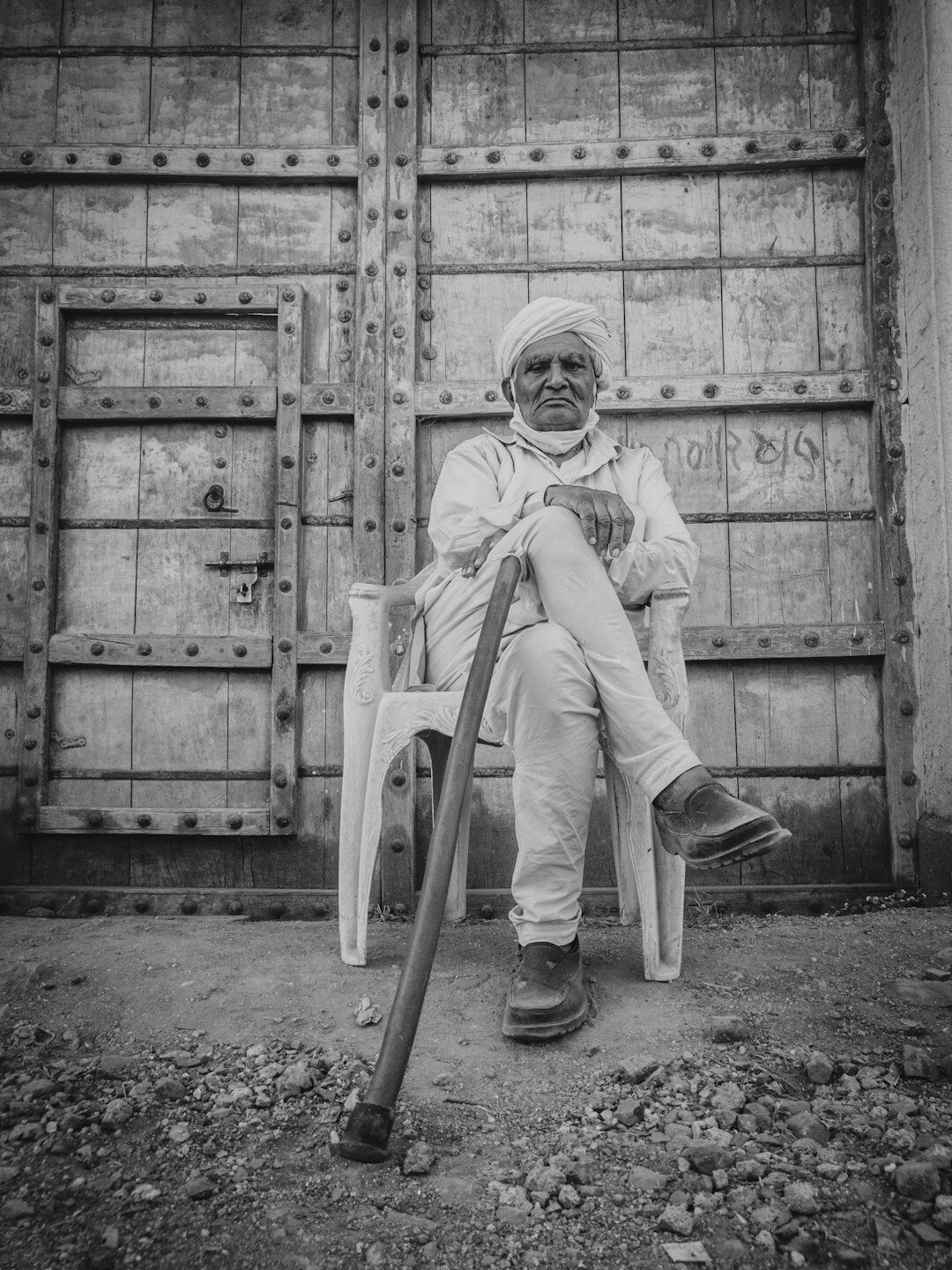 elderly woman portrait in village